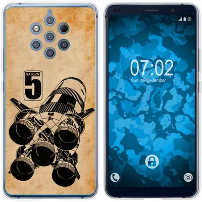Produktbild von PhoneNatic Case kompatibel mit  Nokia 9 PureView Silikon-Hülle Space Moon Rocket M3
