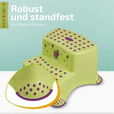 Produktbild von Premium zweistufiger Tritthocker Hippo grün stabiler Hocker