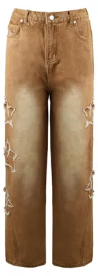 Imagen del producto de Pantalones vaqueros holgados para mujer, estilo Y2K, diseño de estrella, corte boyfriend, cintura alta, cintura elástica
