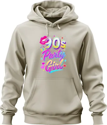 Produktbild von 90s Party Girl Neon Lippen Kopfhörer Herzen Sterne Retro 90er Uni Hoodie Kapuzenpullover, Natur, 3XL