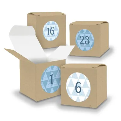 Produktbild von Adventskalender zum Füllen 24x Würfel 6,5cm BRAUN + Sticker V05 Z26
