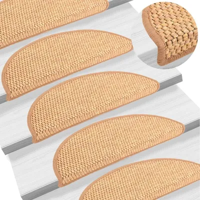 Image de Tapis d'escalier autocollants aspect sisal 15 pcs 56x17x3 cm