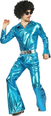 Immagine prodotto di Costume da discoteca per uomo, anni '70, per il Carnevale, colore blu e argento - taglia S