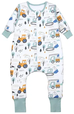 Produktbild von TupTam Baby Schlafsack mit Beinen und Ärmeln  e Materialien, Winterschlafsack 2,5 TOG Unisex, Farbe: Baustelle Bagger Traktor Raupe, Größe: 116-122