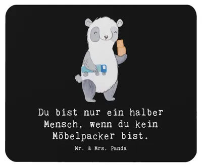 Produktbild von Mr. & Mrs. Panda Mousepad Möbelpacker Herz - Schwarz - Geschenk, Umzugsfirma, Witzig, Mouse Pad, Mauspad, mousematte, Lustig, laptop, Spruch, pc