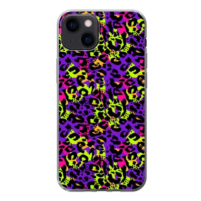 Produktbild von MuchoWow® Handyhülle Schutzhülle Hülle für iPhone 13 Tiermuster - Regenbogen - Neon Silikon Softcase Handy Hülle - Karteninhaber
