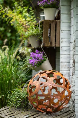 Produktbild von Herz Kugel Metall Rost Gartendeko Edelrost 40cm rostige Gartendekoration Gartenkugel