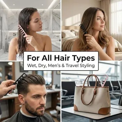 Produktbild von 2 Stück Texturkämme für Locken, Kämme für Volumen und Styling für Männer und Frauen, mit Zahnkamm zur Pflege und für mehr Volumen an den Haarwurzeln und am Ponyansatz
