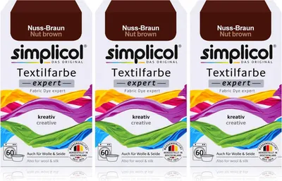 Produktbild von Simplicol Textilfarbe expert Nuss-Braun 150g - Farbe zum Färben (3er Pack)