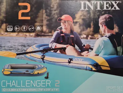 Produktbild von Intex 68367NP Challenger 2 Schlauchboot Set mit Paddel 236x114x41cm - Blau/Gelb