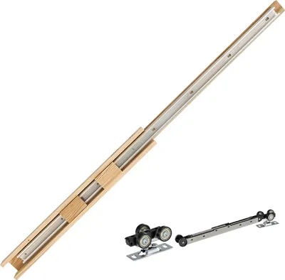Image de SucceBuy Porte coulissante (915 x 2035 mm) 5 éléments, porte coulissante simple en verre dépoli avec kit d'accessoires, panneau de porte en bois et MDF avec surface hydrofuge pour chambre à coucher, cuisine et bureau
