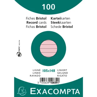 Produktbild von EXACOMPTA Karteikarten DIN A6 liniert rosa 100 Karteikarten