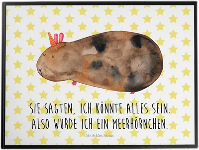 Produktbild von Mr. & Mrs. Panda schreibtischmatte Einhorn Meerschweinchen - Weiß - Geschenk, Unterlage Schreibtisch, Unicorn, Meericorn, schreibtischunterlage, schreibauflage, Einhörner