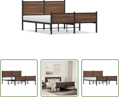 Produktbild von The Living Store Bettgestell mit Kopf- und Fußteil Metall 140x200 cm