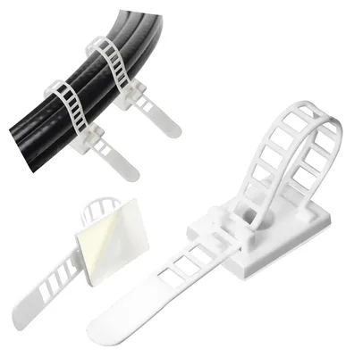 Produktbild von 100 Stück selbstklebende Kabelklemmen und verstellbare Kabelbinder