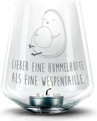 Produktbild von Mr. & Mrs. Panda Laterne Avocado Pfeifen - Transparent - Geschenk, Glas Windlicht, Abnehmen, Ernährung, Foodbaby, Kerzenhalter, Teelichthalter, gravur