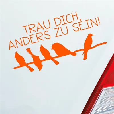 Produktbild von Auto Aufkleber Trau dich, anders zu sein! Vögel Bird Tier 19,5x10 cm Orange Sticker Heckscheibenaufkleber