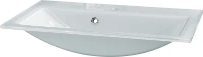 Produktbild von FACKELMANN Glasbecken / Waschtisch aus Glas / Maße (B x H x T): ca. 80 x 14,5 x 50 cm / Einbauwaschbecken / hochwertiges Waschbecken fürs Badezimmer und WC / Farbe: Weiß / Breite: 80 cm