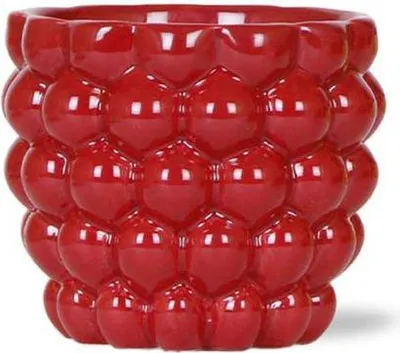 Obrázok produktu pre Kvetinác Ø12cm Cervený keramický kvetinác dekoráciaratívny obal na kvetinác