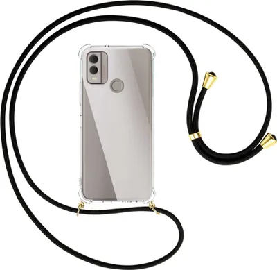 Produktbild von Handykette Backcover-Schutzhülle mit Band (Metall goldfarben) für Nokia C22 4G (6.5'') - schwarz
