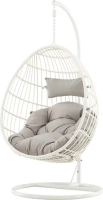 Produktbild von FURNLUX Outdoor-hängesessel Viga Beige Und Weiss 95cm / Hauptfarbe: Weiß / Abmessungen: 95 x 95 x 196 cm