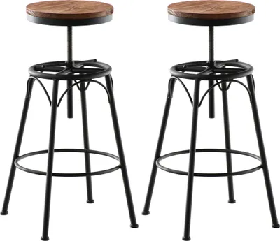 Produktbild von 2er Set Barhocker KOZON - Metall Schwarz 42x42x70 cm | Barstuhl Drehbar Tresenhocker Tresenstuhl Kneipenhocker Kneipenstuhl