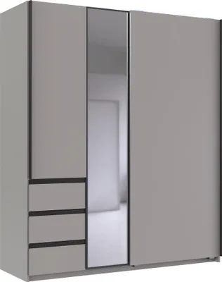 Produktbild von Schwebetürenschrank >Stade< in SAHARAGRAU / GRAPHIT - 168x198x63cm (BxHxT)