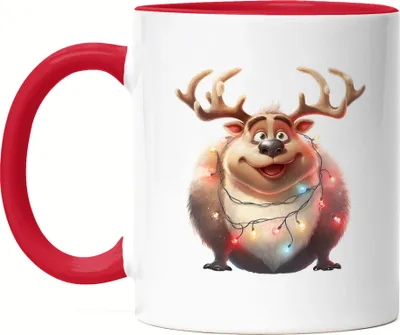 Produktbild von Lustiges Rentier Weihnachten Tasse Rot Lichterkette Adventsgeschenk