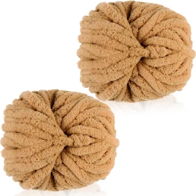 Obrázok produktu pre Chenilleová priadza na háčkovanie a pletenie, hrubá priadza, 500 g (2 x 250 g), farba: mliečna