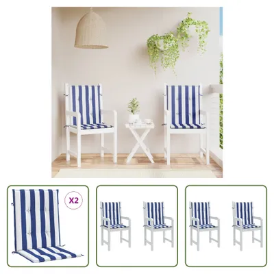 Produktbild von The Living Store Niedriglehner-Auflagen 2 Stk. Blau & Weiß Gestreift Stoff