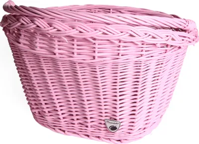 Produktbild von Plumbike Weidenkorb für Fahrrad - Vorne Rattan Korb 35x41x29 cm Puderrosa