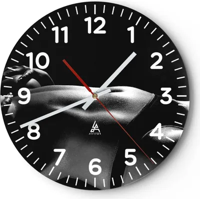 Produktbild von Wanduhr - Rund - Glasuhr - Anatomie Frau nackt - 30x30cm - Schleichendes Uhrwerk - Lautlos - zum Aufhängen bereit - Dekoration Modern - Wanddekoration aus Glas - C4AR30x30-1362