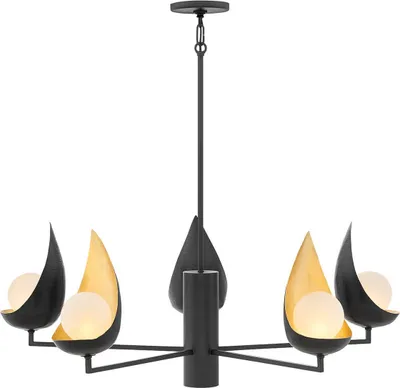 Produktbild von Elstead Ren LED Kronleuchter G9 5-fach Mattes Schwarz und Gold