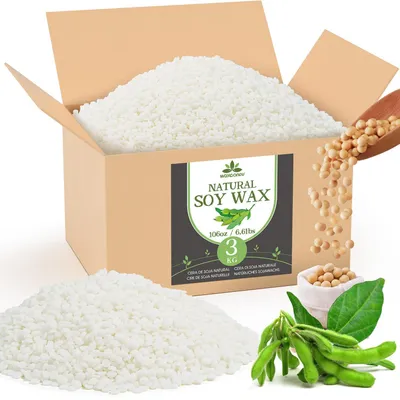 Immagine prodotto di Cera di soia per candele, 3 kg, cera di alta qualità per la produzione di candele, 100% naturale