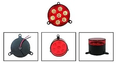 Immagine prodotto di 1 LED rosso, rotondo, luce di posizione/di segnalazione a LED, 5 LED, 12–24 V, per autocarri, autobus, furgoni, roulotte, camion a cassone aperto, camper