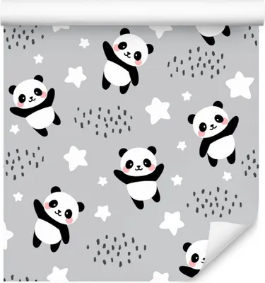 Produktbild von 10m VLIES TAPETE Rolle Kinderzimmer Tiere Pandas Himmel Sterne Himmel XXL