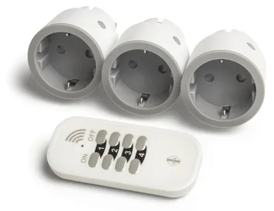 Obrázek produktu pro Bezdrátová zásuvka - 3 ks - 2300 W - IP55 dálkové ovládání - Bílá