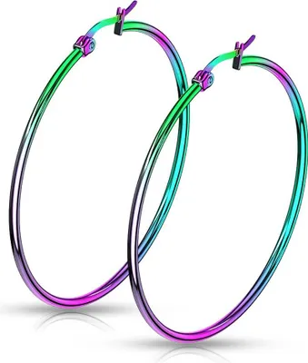 Produktbild von Damen Creolen Kreolen Ohrringe Ohrstecker Edelstahl Autiga® rainbow 20 mm