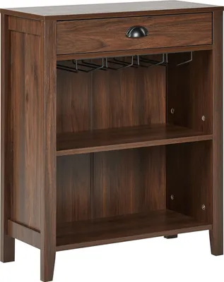Produktbild von BELIANI Sideboard mit Schublade Dunkelbraun Holzoptik Glashalter Elegant Weinschrank Aufbewahrung Stauraum Wohnzimmer Küche Flur