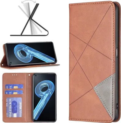 Produktbild von Mobigear Rhombus Slim  Realme 9i Hülle Klapphülle - Braun