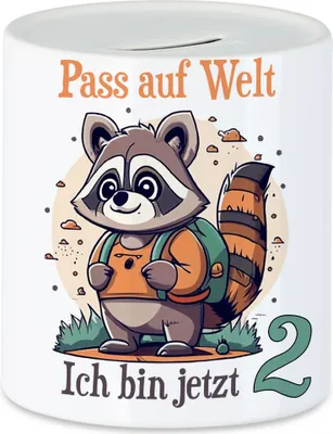 Produktbild von Pass auf Welt ich bin 2 Spardose Kindergeburtstag Deko Süß