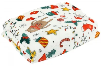 Produktbild von Ruhhy 26608 Decke mit Weihnachtsmotiv, 150 x 200 cm, weiß