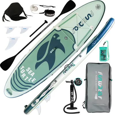 Obrázok produktu pre FunWater - Nafukovacia doska na pádlovanie -SUP, SUP doska, pádlo, 320 x 84 x 15 cm - Marine Eco Series - Sea Turtle