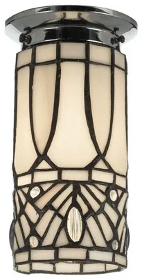 Produktbild von Casa Padrino Luxus Tiffany Deckenleuchte Weiß / Schwarz / Silber Ø 10 x H. 21 cm - Runde Deckenlampe - Deko Accessoires