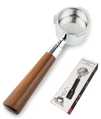 Productafbeelding van Bodemloze Filterhouder 51mm met Houten Handvat - Compatibel met Koffiezetapparaten