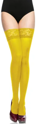 Image de Merry Style Bas Femme Microfibre 40 DEN avec Dentelle MSSSJ01 (Jaune, XS/S)