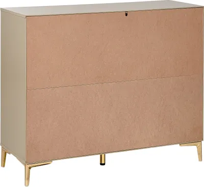 Produktbild von BELIANI Kommode Beige Geriffelte Optik 6 Schubladen Goldene Griffe Metallbeine Modernes Design für Schlafzimmer Wohnzimmer