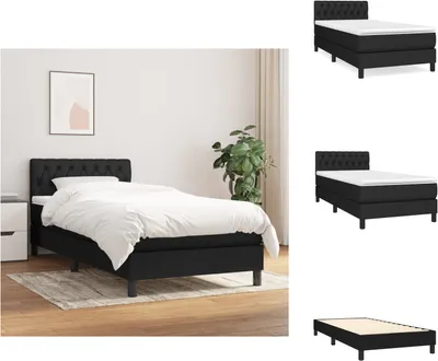 Produktbild von vidaXL Boxspringbett mit Matratze Schwarz 90x200 cm Stoff -  Betten & Bettgestelle