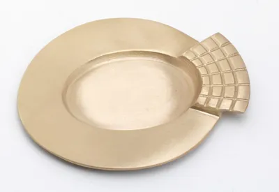 Produktbild von Kerzenteller Messing gold matt satiniert oval (Innen: 7 x 5 cm) für Ovalkerzen, Ellipsenkerzen