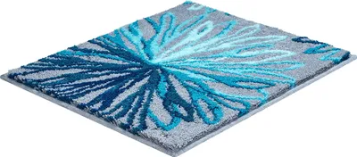 Produktbild von Grund Badteppich ART - 100% Polyacryl SUPERSOFT, Farbe:Türkis / Grau, Größe:50x60 cm